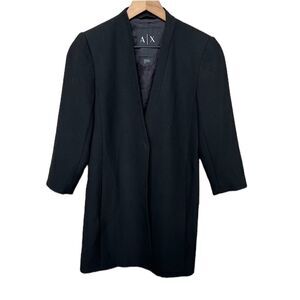 A/X Armani Exchange Black Longline Blazer Jacket Single Button 3/4 Sleeve Small